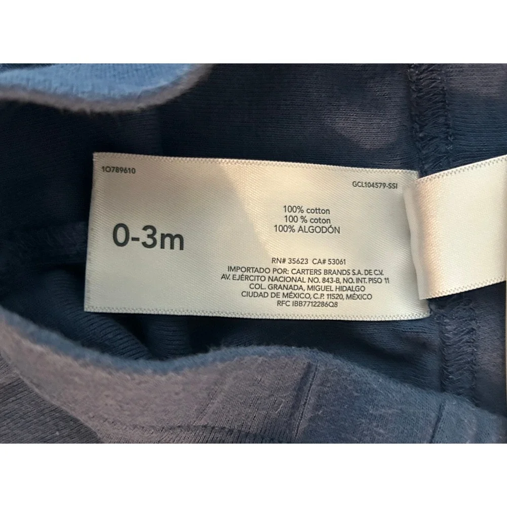 Carters Child of Mine Blue Baby Pants 0-3 Months Cotton Knit Leggings (1296)